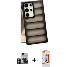 Cepte Toptan Galaxy S24 Ultra Yadigar Doku Özel Seri - Siyah Autokit 5in1 Fiber Polymer Nano Ekran Koruyucu + Gold Pvd Metal Kamera Lens