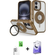 Cepte Toptan iPhone 16 Nova Minimal Serisi - Siyah Bilvis 5in1 5d Magic Hayalet Cam Ekran Koruyucu + Beyaz Raze Metal Kamera Lens