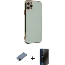 iPhone 11 Pro Max Yankı Serisi - Siyah 3D Antistatik Hayalet Cam Ekran Koruyucu + Siyah Shine Kamera Lens Koruma Cam