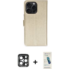 Cepte Toptan iPhone 15 Pro Max Siluet Işık Serisi - Şeffaf Pasifik Cam Ekran Koruyucu + Lacivert Pvd Metal Kamera Lens