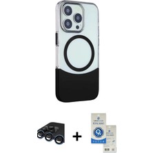 Cepte Toptan iPhone 15 Pro Çekirdek Asil Özel Seri - Şeffaf Royal Nano Ekran Koruyucu + Lacivert Raze Metal Kamera Lens