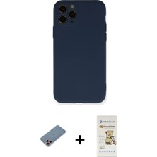 Cepte Toptan iPhone 11 Pro Ahenk Serisi - Siyah Mat Seramik Nano Ekran Koruyucu + Pembe Shine Kamera Lens Koruma Cam