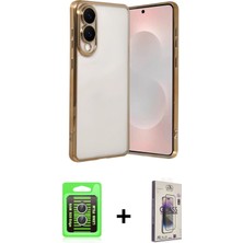 Cepte Toptan Galaxy S25 Edge Vadi Minimal - Siyah Bilvis 3D Cam Ekran Koruyucu + Gümüş Raze Metal Kamera Lens