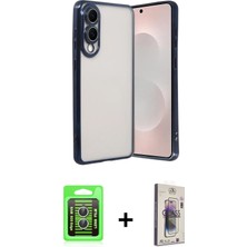 Cepte Toptan Galaxy S25 Edge Vadi Minimal - Siyah Bilvis 3D Cam Ekran Koruyucu + Gümüş Raze Metal Kamera Lens