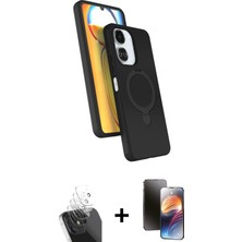 Cepte Toptan Redmi 13C Iz Işık Koleksiyonu - Siyah 3D Antistatik Mat Seramik Nano Ekran Koruyucu + Şeffaf Kamera Lens Koruma Cam