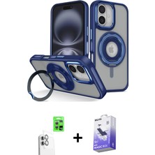 Cepte Toptan iPhone 16 Nova Minimal Serisi - Siyah Bilvis 5in1 5d Magic Hayalet Cam Ekran Koruyucu + Beyaz Raze Metal Kamera Lens