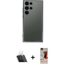 Cepte Toptan Galaxy S23 Ultra Vadi Minimal - Siyah Autokit 5in1 Fiber Hayalet Cam Ekran Koruyucu + Şeffaf Kamera Lens Koruma Cam