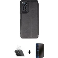 Cepte Toptan Redmi Note 12 Pro 4g Zirve Yansıma Serisi - Siyah 3D Antistatik Hayalet Cam Ekran Koruyucu + Şeffaf Kamera Lens Koruma Cam