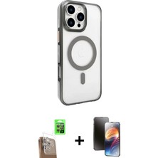 Cepte Toptan iPhone 16 Pro Max Doruk Doku Özel Seri - Siyah 3D Antistatik Mat Seramik Nano Ekran Koruyucu + Çöl Titanyum Raze Metal Kamera Lens