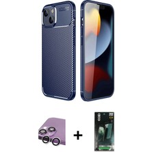 Cepte Toptan iPhone 14 Eksen Form Prime - Şeffaf 360 Full Body Arka Koruyucu + Gümüş Raze Metal Kamera Lens