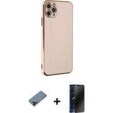 Cepte Toptan iPhone 11 Pro Max Yankı Serisi - Siyah 3D Antistatik Hayalet Cam Ekran Koruyucu + Siyah Shine Kamera Lens Koruma Cam