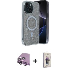 Cepte Toptan iPhone 14 Eksen Çizgi - Siyah Bilvis 3D Cam Ekran Koruyucu + Mor Raze Metal Kamera Lens