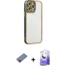 Cepte Toptan iPhone 13 Pro Max Çekirdek Klasik Serisi - Siyah Bilvis 5in1 5d Magic Hayalet Cam Ekran Koruyucu + Kırmızı Metal Kamera Lens Koruma Cam