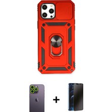 Cepte Toptan iPhone 12 Pro Max Ahenk Klasik - Siyah 3D Antistatik Hayalet Cam Ekran Koruyucu + Yeşil Neon Fosforlu Kamera Lens