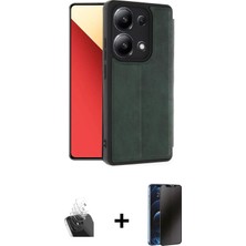 Redmi Note 13 4g Zirve Yansıma Serisi - Siyah 3D Antistatik Hayalet Cam Ekran Koruyucu + Şeffaf Kamera Lens Koruma Cam