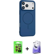 Cepte Toptan iPhone 17 Pro Yankı Form Serisi - Siyah Bilvis 5in1 5d Magic Hayalet Cam Ekran Koruyucu + Turuncu Raze Metal Kamera Lens