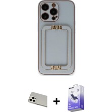 iPhone 13 Pro Max Kozmos Minimal Prime - Siyah Bilvis 5in1 5d Magic Hayalet Cam Ekran Koruyucu + Beyaz Rainbow Kamera Lens Koruma Cam