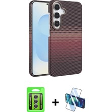 Cepte Toptan Galaxy A15 4g Doruk Serisi - Siyah 3D Antistatik Cam Ekran Koruyucu + Gümüş Raze Metal Kamera Lens