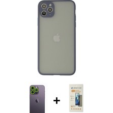 Cepte Toptan iPhone 12 Pro Max Ahenk Çizgi Serisi - Siyah 6d Mat Seramik Hayalet Nano Ekran Koruyucu + Yeşil Neon Fosforlu Kamera Lens