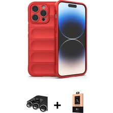 iPhone 13 Pro Max Atlas Koleksiyonu - Şeffaf Maxco Cam Ekran Koruyucu + Gümüş Raze Metal Kamera Lens