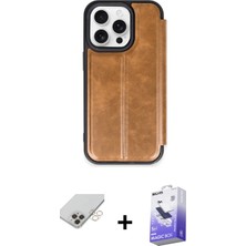 Cepte Toptan iPhone 14 Pro Max Zirve Yansıma Serisi - Siyah Bilvis 5in1 5d Magic Hayalet Cam Ekran Koruyucu + Gold Band Metal Kamera Lens