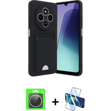 Cepte Toptan Redmi 14C Vadi Çizgi Prime - Siyah 3D Antistatik Seramik Nano Ekran Koruyucu + Gümüş Raze Metal Kamera Lens
