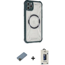 Cepte Toptan iPhone 11 Pro Max Kutup Modern - Siyah Bilvis Hayalet Cam Ekran Koruyucu + Gold Shine Kamera Lens Koruma Cam