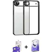 Cepte Toptan iPhone 17 Air Vadi Minimal - Siyah Bilvis 5in1 5d Magic Hayalet Cam Ekran Koruyucu + Gold Bilvis Titan Kamera Lens