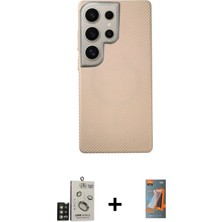 Cepte Toptan Galaxy S24 Ultra Eksen Prime - Siyah Autokit 5in1 Fiber Hayalet Polymer Nano Ekran Koruyucu + Gold Bilvis Titan Kamera Lens
