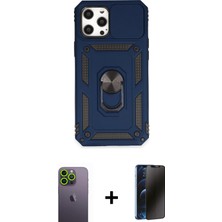 Cepte Toptan iPhone 12 Pro Max Ahenk Klasik - Siyah 3D Antistatik Hayalet Cam Ekran Koruyucu + Yeşil Neon Fosforlu Kamera Lens
