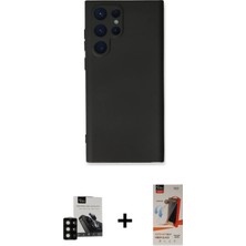 Cepte Toptan Galaxy S23 Ultra Ahenk Serisi - Siyah Autokit 5in1 Fiber Hayalet Cam Ekran Koruyucu + Siyah Pvd Metal Kamera Lens