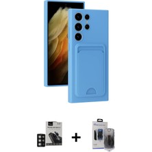 Cepte Toptan Galaxy S24 Ultra Vadi Çizgi Prime - Siyah Vanessa Magic Hayalet Cam + Derin Mor Pvd Metal Kamera Lens