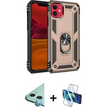 Cepte Toptan iPhone 11 Ahenk Klasik Koleksiyonu - Siyah 3D Antistatik Seramik Nano Ekran Koruyucu + Mavi Raze Metal Kamera Lens