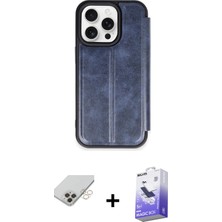 Cepte Toptan iPhone 14 Pro Max Zirve Yansıma Serisi - Siyah Bilvis 5in1 5d Magic Hayalet Cam Ekran Koruyucu + Gold Band Metal Kamera Lens