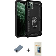 iPhone 11 Pro Ahenk Klasik Koleksiyonu - Siyah 6d Mat Seramik Hayalet Nano Ekran Koruyucu + Siyah Shine Kamera Lens Koruma Cam