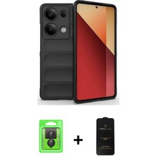Redmi Note 13 Pro 4g Atlas Koleksiyonu - Siyah 6d Antistatik Mat Seramik Hayalet Nano Ekran Koruyucu + Siyah Raze Metal Kamera Lens