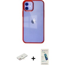 Cepte Toptan iPhone 12 Doruk Doku Prime - Şeffaf Pasifik Cam Ekran Koruyucu + Yeşil Renkli Kamera Lens Koruma Cam