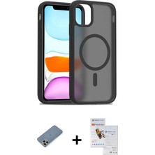 Cepte Toptan iPhone 11 Pro Max Siluet Minimal Prime - Siyah Seramik Nano Ekran Koruyucu + Açık Yeşil Metal Kamera Lens Koruma Cam