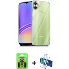 Galaxy A07 4g Zirve Doku - Siyah 3D Antistatik Cam Ekran Koruyucu + Gümüş Raze Metal Kamera Lens