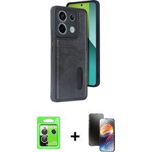 Cepte Toptan Redmi Note 13 Pro 5g Yörünge Işık Serisi - Siyah 3D Antistatik Mat Seramik Nano Ekran Koruyucu + Gümüş Raze Metal Kamera Lens