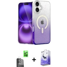 iPhone 16 Eksen Minimal Özel Seri - Siyah Bilvis 5in1 5d Magic Hayalet Cam Ekran Koruyucu + Siyah Raze Metal Kamera Lens