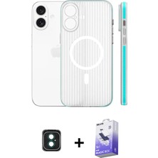 Cepte Toptan iPhone 16 Pusula Minimal Koleksiyonu - Siyah Bilvis 5in1 5d Magic Hayalet Cam Ekran Koruyucu + Yeşil Pvd Metal Kamera Lens