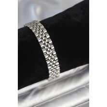 Twin Store Çelik 12 mm Kalınlıkta Gümüş Renkli Erkek Bileklik - TJ-EB3780