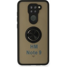 Akinco Redmi Note 9 Kılıf Montreal Yüzüklü Silikon Kapak - Siyah