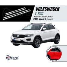 Fams Otomotiv Vw T-Roc Paslanmaz Krom Cam Çıtası 4 Parça 2017 ve Üzeri Uyumlu  Paslanmaz Çelik