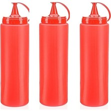 Practika 1000ML Ketçap Şişesi Kırmızı 3 Adet Malzeme Mutfak Kullanımı