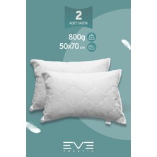 Eve Tekstil 2 Adet Diamant Plus Kılıflı Fermuarlı Yıkanabilir Antialerjik Silikon Elyaf YASTIK 50X70CM 800 GR