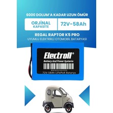 Regal Raptor K5 Pro Uyumlu (Standart Kapasite) Lifepo4 72V 58AH Elektrikli Otomobil Bataryası