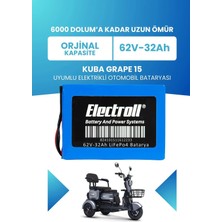 Kuba Grape 15 Uyumlu Batarya (Standart Kapasite) Lifepo4 60V 32AH Elektrikli Otomobil Bataryası