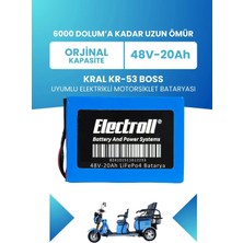 Electroll Kral Kr-53 Boss Uyumlu Batarya (Standart Kapasite) Lifepo4 48V 20AH Elektrikli Motorsiklet Bataryası